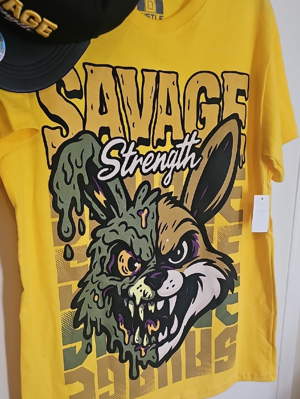 Hustler Hollywood Savage Strength Zombie Bunny Graphic Tee Y2K Streetwear